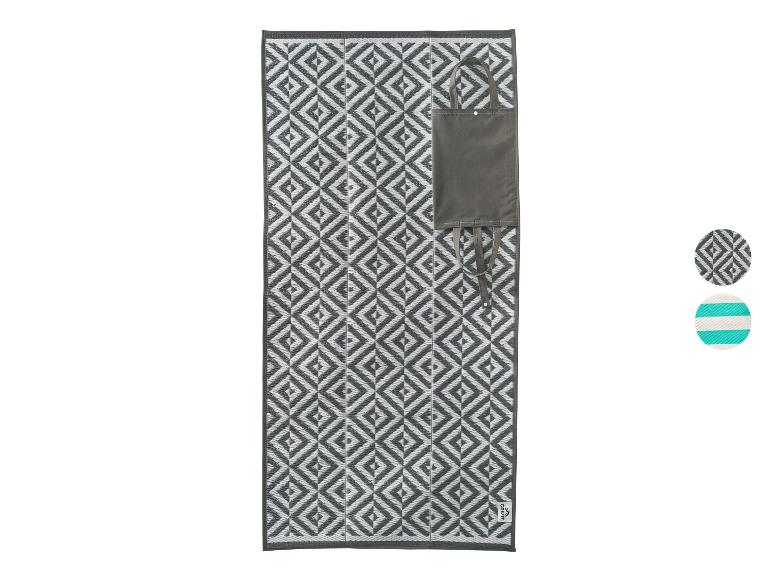 Tapis d'extérieur gris et blanc à motifs avec sac de transport, deux options de couleur