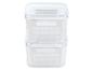 Deux boîtes de rangement transparentes avec couvercle, adaptées au réfrigérateur.