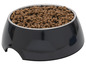 Un bol noir pour nourriture pour chien avec des croquettes