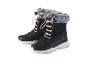Bottes d'hiver noires pour enfants avec lacets roses et fourrure grise.