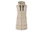 Gilet matelassé beige à capuche.