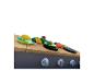 Cuisine de jeu en bois avec fruits et légumes en plastique.