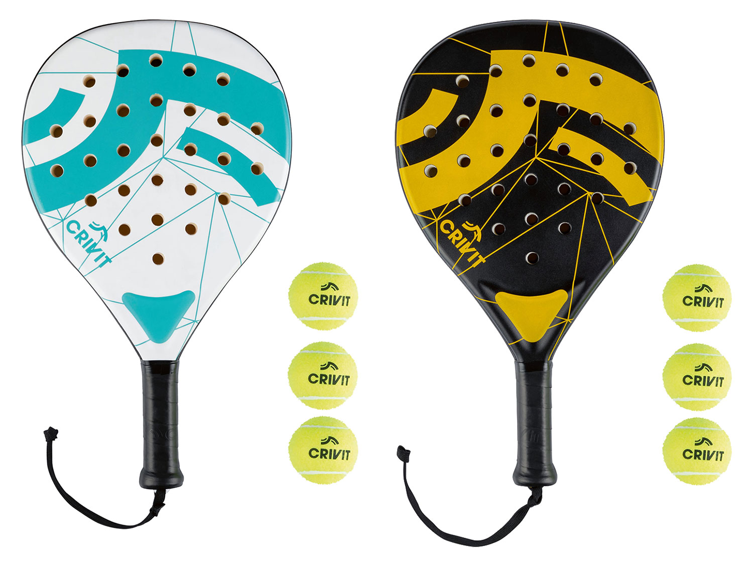 CRIVIT Raquette de padel, avec 3 balles