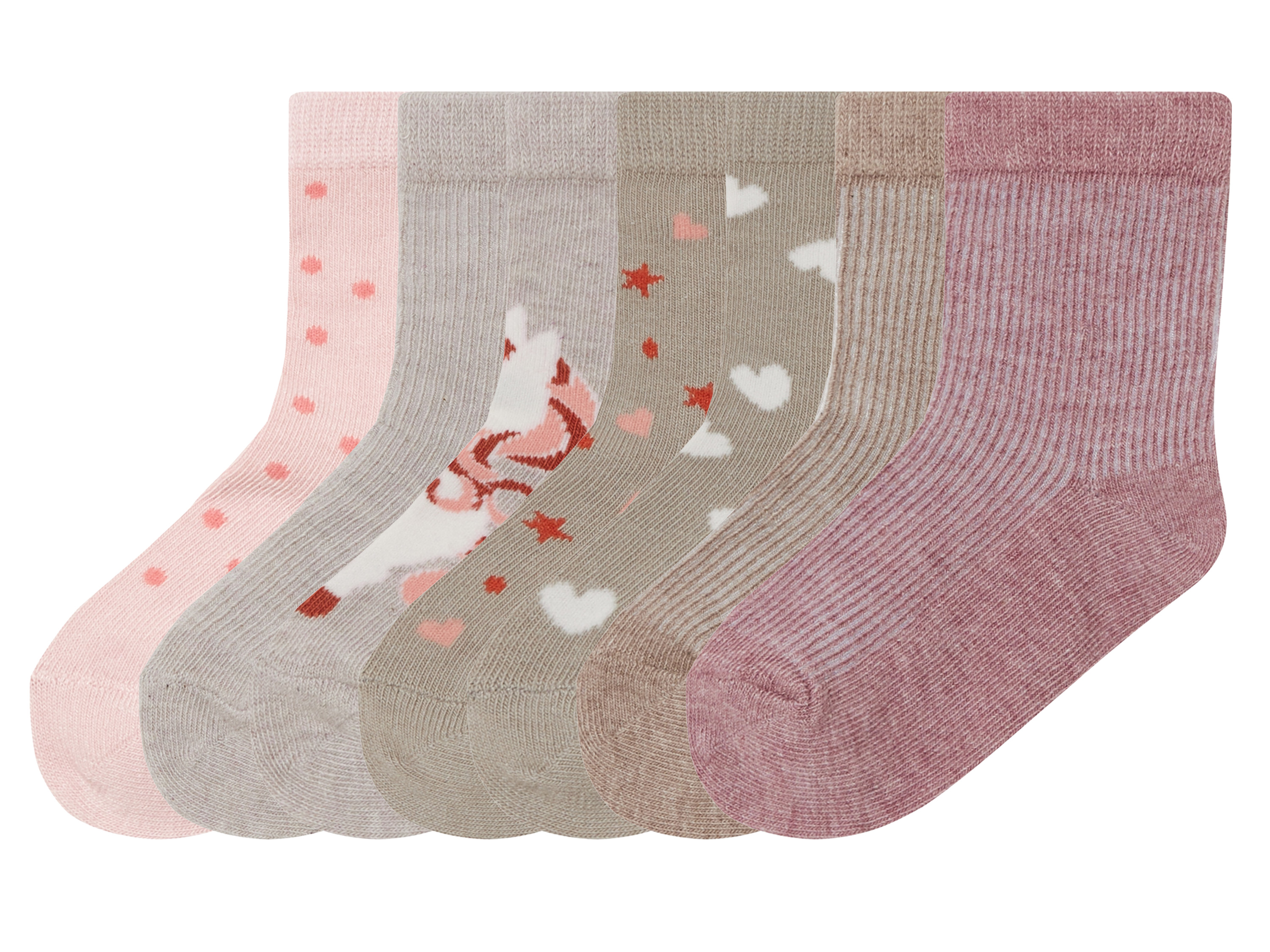 lupilu® Lot de 7 paires de chaussettes bébé (19-22, beige/rose)