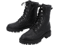 Bottes noires de style militaire avec lacets et fermeture éclair latérale.