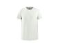 T-shirt blanc à manches courtes avec étiquette au col.