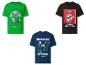Trois t-shirts pour enfants : vert avec « Craft Without Limits », noir avec « Mario Time ! » et bleu avec « Adventure is an Attitude ».