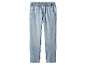 Pantalon en jean bleu clair pour enfant avec cordon de serrage.