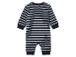 Combinaison rayée bleu marine et blanc pour bébé.