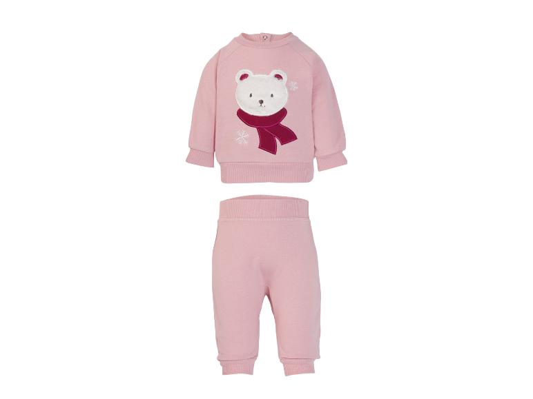 Survêtement thermique bébé LUPILU® rose avec ours polaire et flocons de neige.