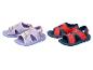 Sandales pour enfants violettes avec Elsa et rouges avec Spider-Man.