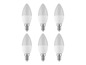 Six ampoules LED à bougie blanches avec culot E14.