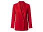 Blazer rouge croisé à double boutonnage avec boutons en bois.