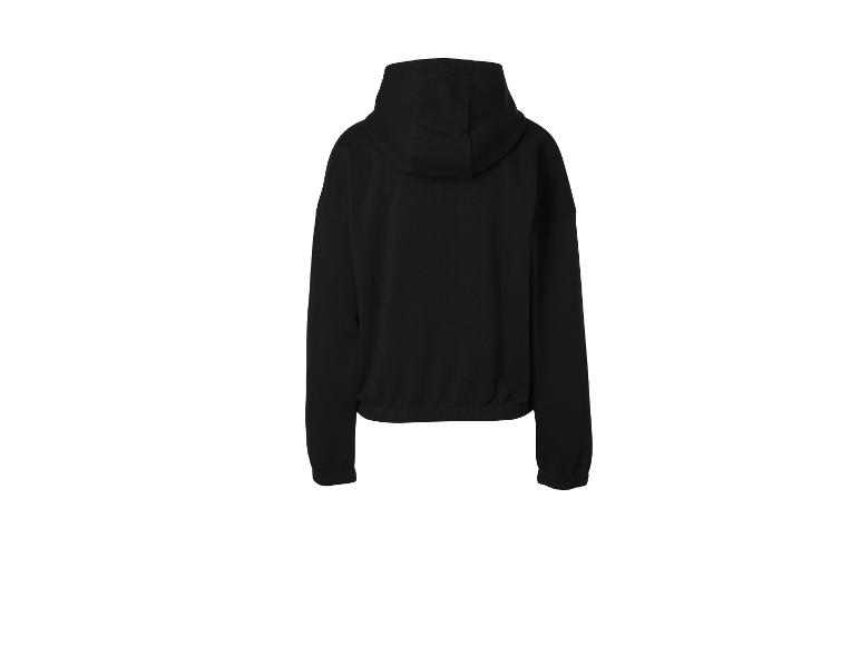 Sweat à capuche noir pour femme, vue de dos.