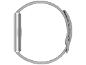 Vue latérale d'un bracelet de fitness noir avec écran tactile.