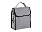 Sac isotherme gris avec poignée.