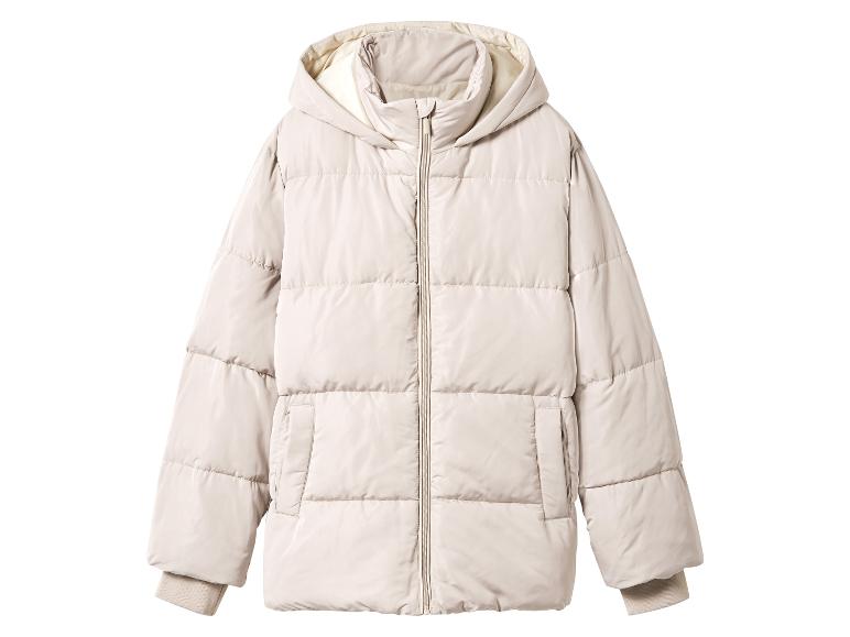 Doudoune à capuche beige clair avec fermeture éclair