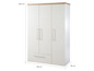 Armoire blanche avec trois portes et un tiroir.
