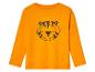 Un t-shirt orange à manches longues avec un imprimé tigre.