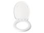 Un abattant de toilettes blanc, ouvert.