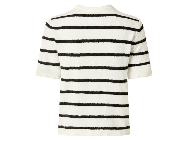Pull en maille rayé à manches courtes noir et blanc, vue de dos.