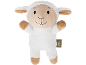 Peluche d'agneau blanche avec un visage beige et des sabots marron