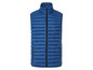 Une veste matelassée bleu foncé sans manches.