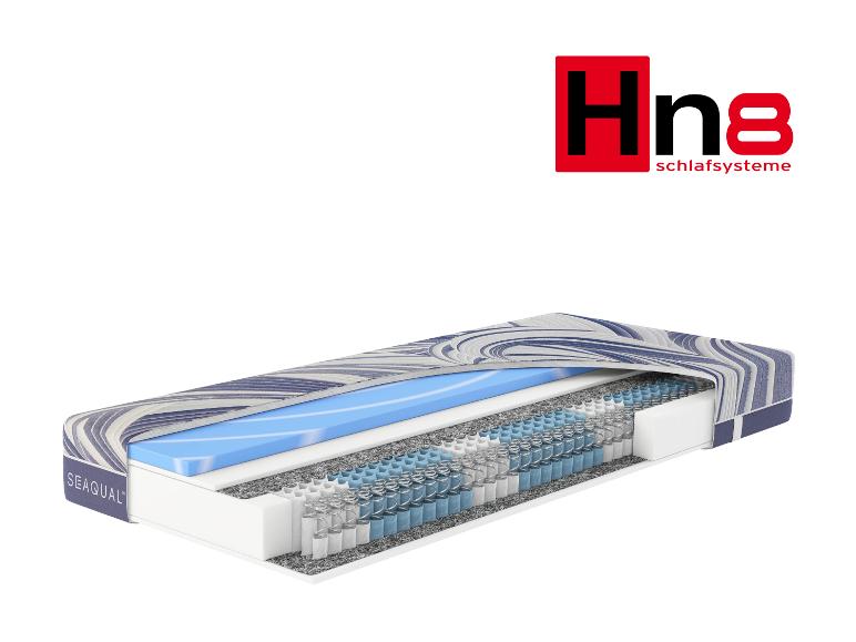 Matelas Hn8 Schlafsysteme avec tissu Seaqual et ressorts apparents.