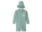 Ensemble maillot de bain bébé vert menthe à manches longues, fermeture éclair et imprimé soleil, avec chapeau assorti.