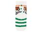 Des chaussettes blanches avec des rayures vertes et un motif de tigre.
