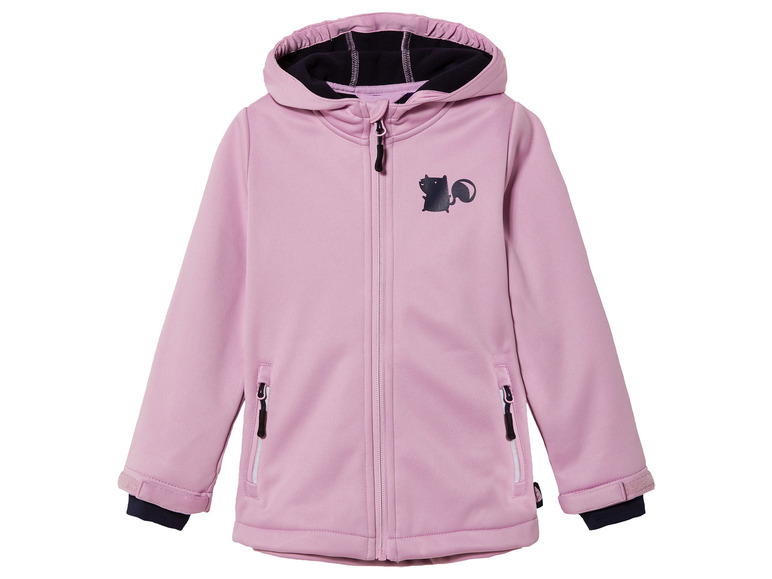 Veste softshell rose à capuche pour fille.
