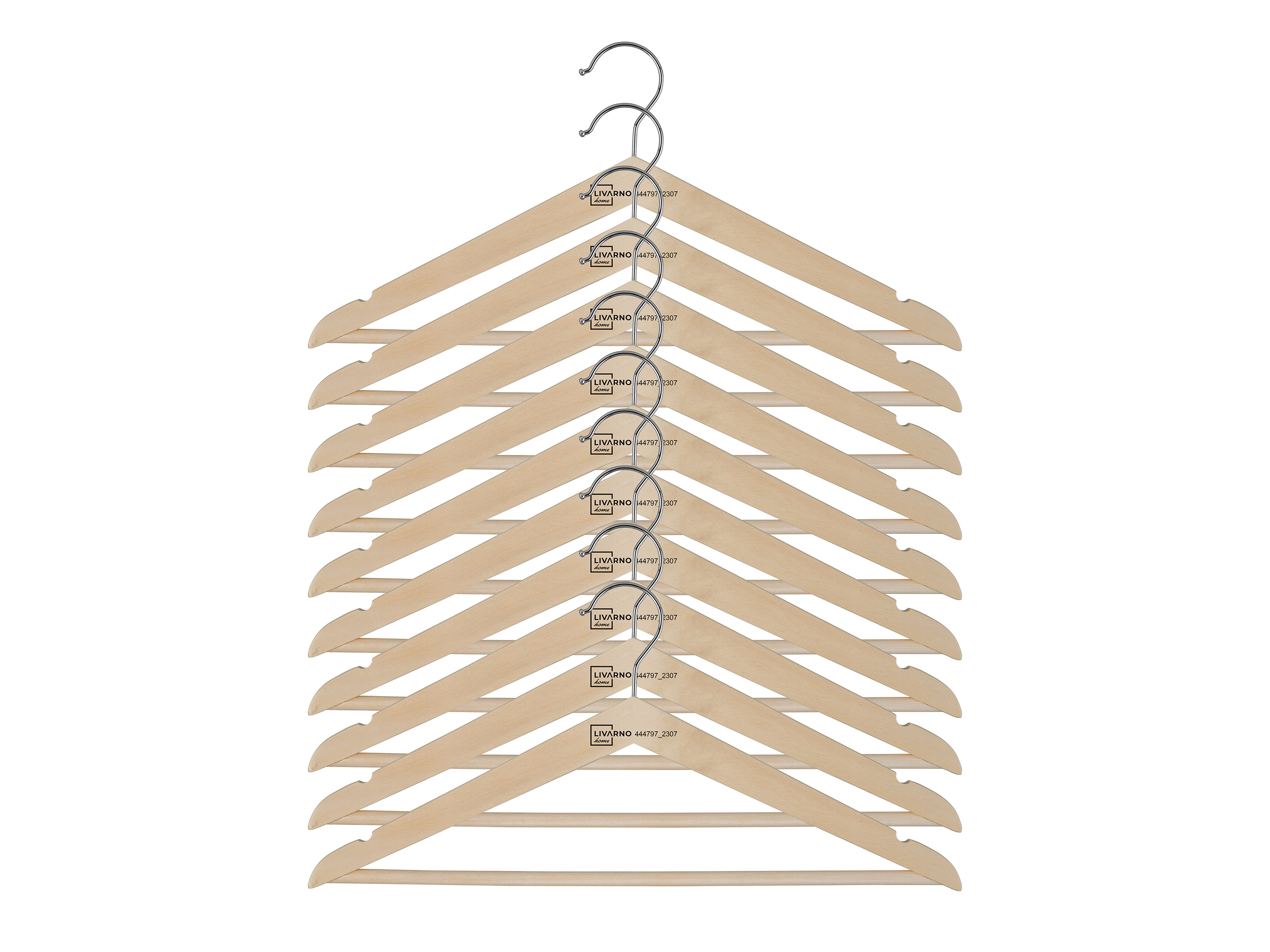 LIVARNO home Lot de 10 cintres en bois