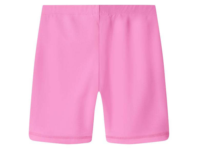 Short de sport rose pour enfants, en tissu extensible.
