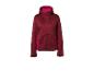 Veste softshell bordeaux pour femme avec capuche et détails roses.