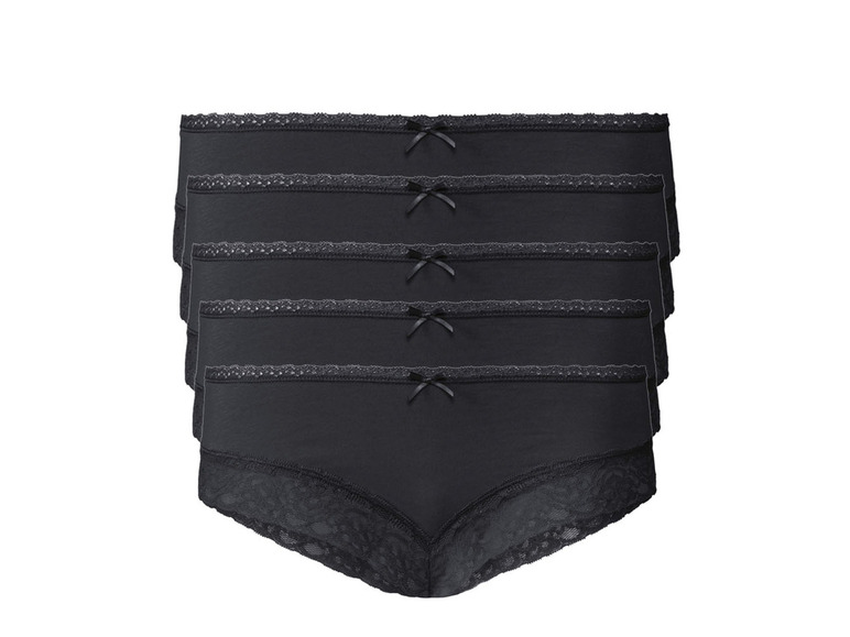 Un ensemble de cinq culottes noires avec de la dentelle