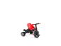 Un tricycle rouge et noir pour enfants.