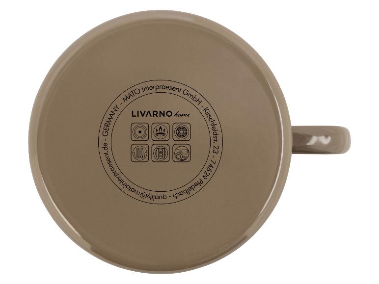 Fond d'une tasse marron avec le logo Livarno home.