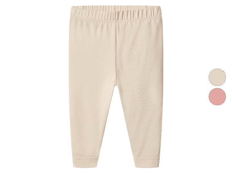 Legging bébé beige avec taille élastique, avec option de couleur rose.