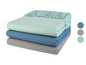 Trois draps en menthe, bleu et gris