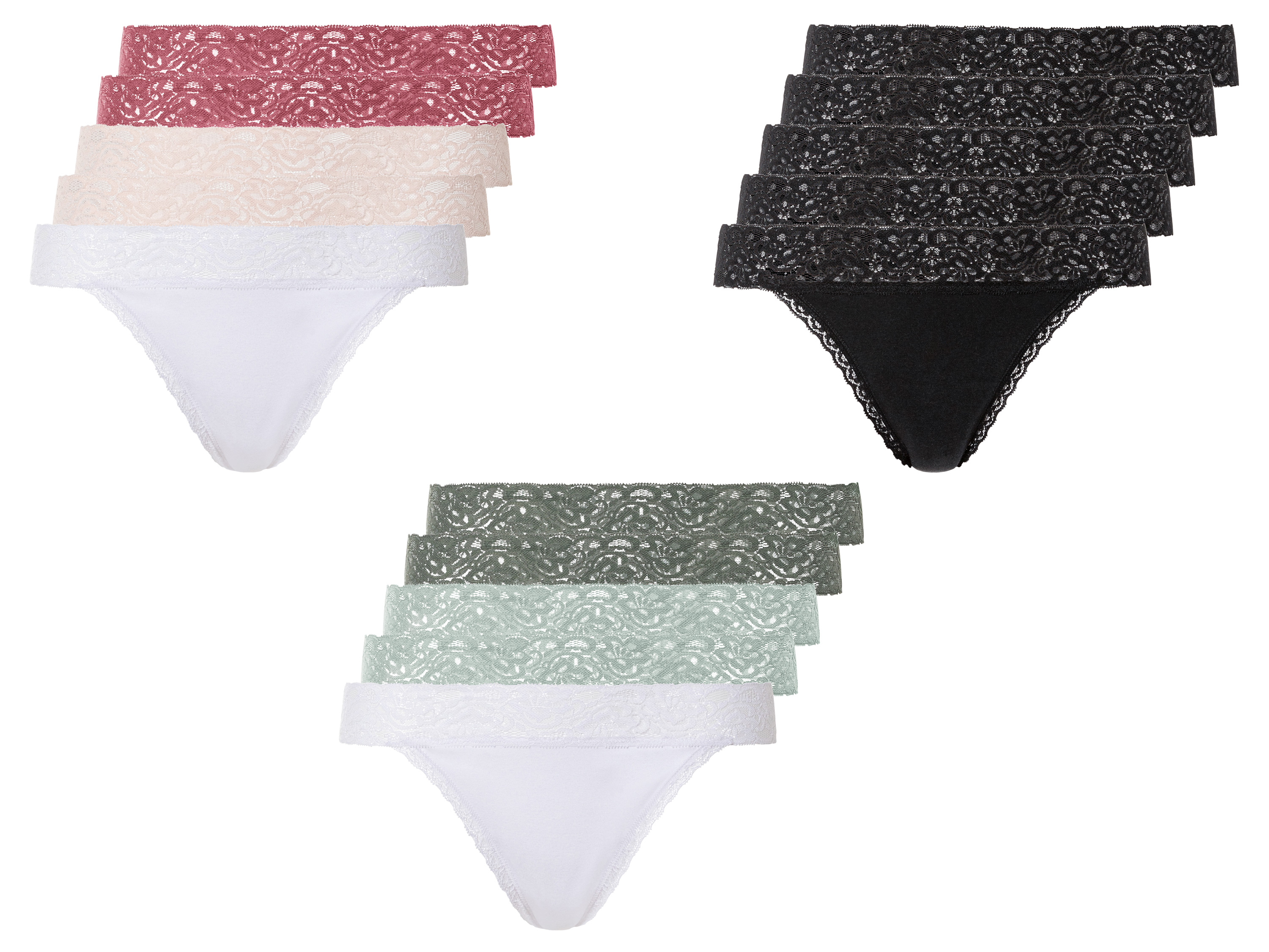 esmara® Lot de 5 strings à dentelle femme
