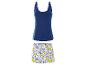 Pyjama bleu marine avec débardeur et short à motif citron.