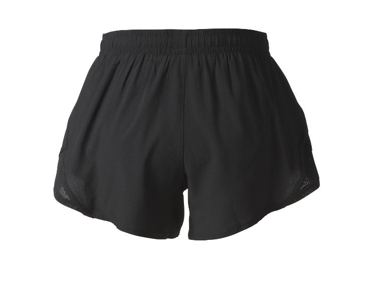 Short de sport noir avec taille élastique et détails en maille.