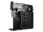 Machine noire à glace ou à boissons avec un récipient transparent et un robinet distributeur.