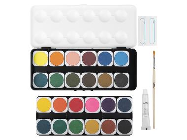 CRELANDO® Boîte de peinture aquarelle, 24 couleurs