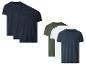 Lots de t-shirts en coton à manches courtes en bleu marine, vert olive et blanc.