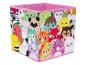 Boîte de rangement rose avec des motifs d'animaux kawaii.