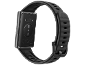 Vue arrière d'un bracelet connecté noir avec capteur de fréquence cardiaque et bracelet