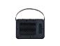 Un haut-parleur Bluetooth portable noir avec une sangle en cuir.