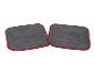 Deux chiffons en microfibre gris avec une bordure rouge.