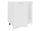 Une armoire de cuisine blanche à deux portes.